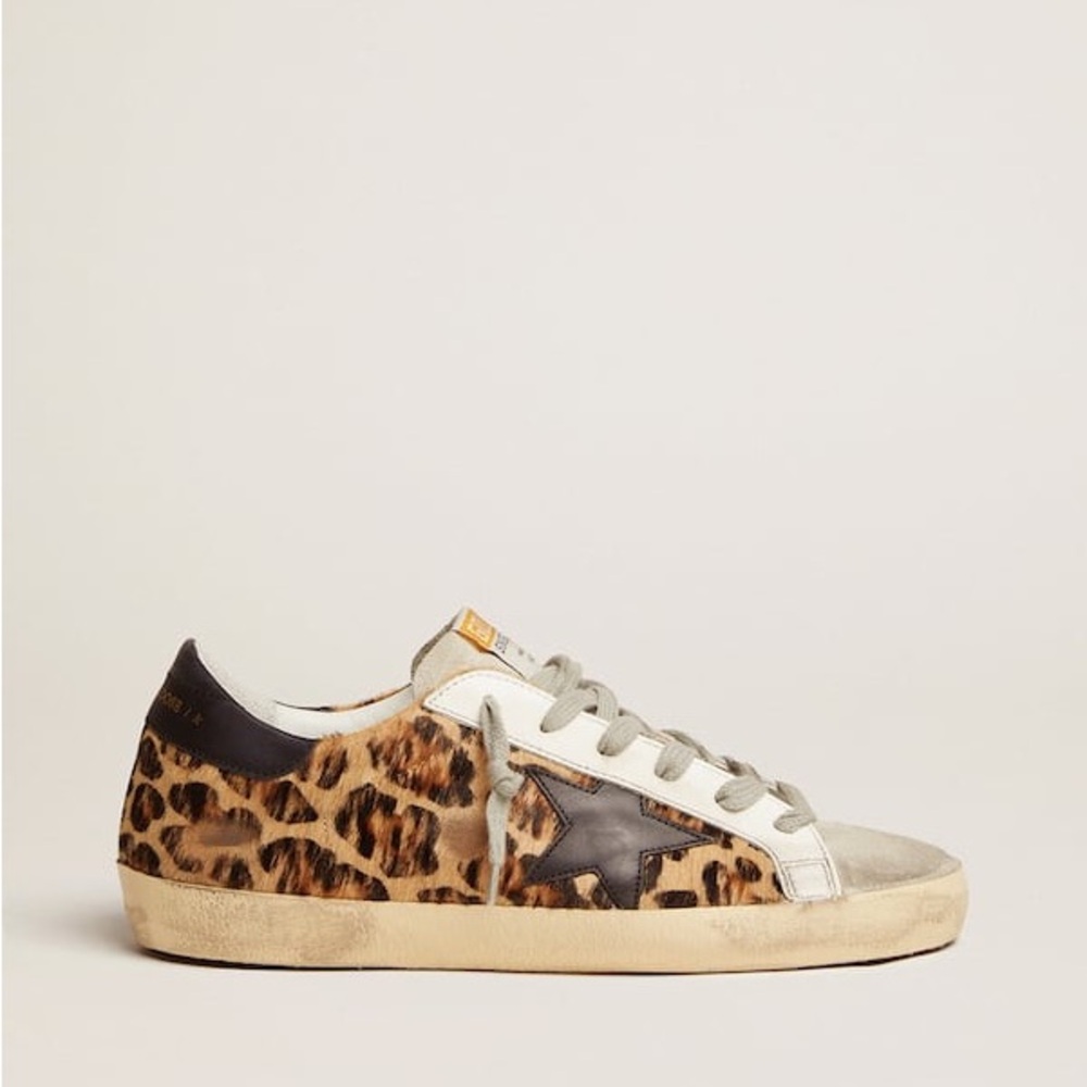 Golden Goose Calf Leather Leopard Super Star Sneaker - Picture 3 of 16